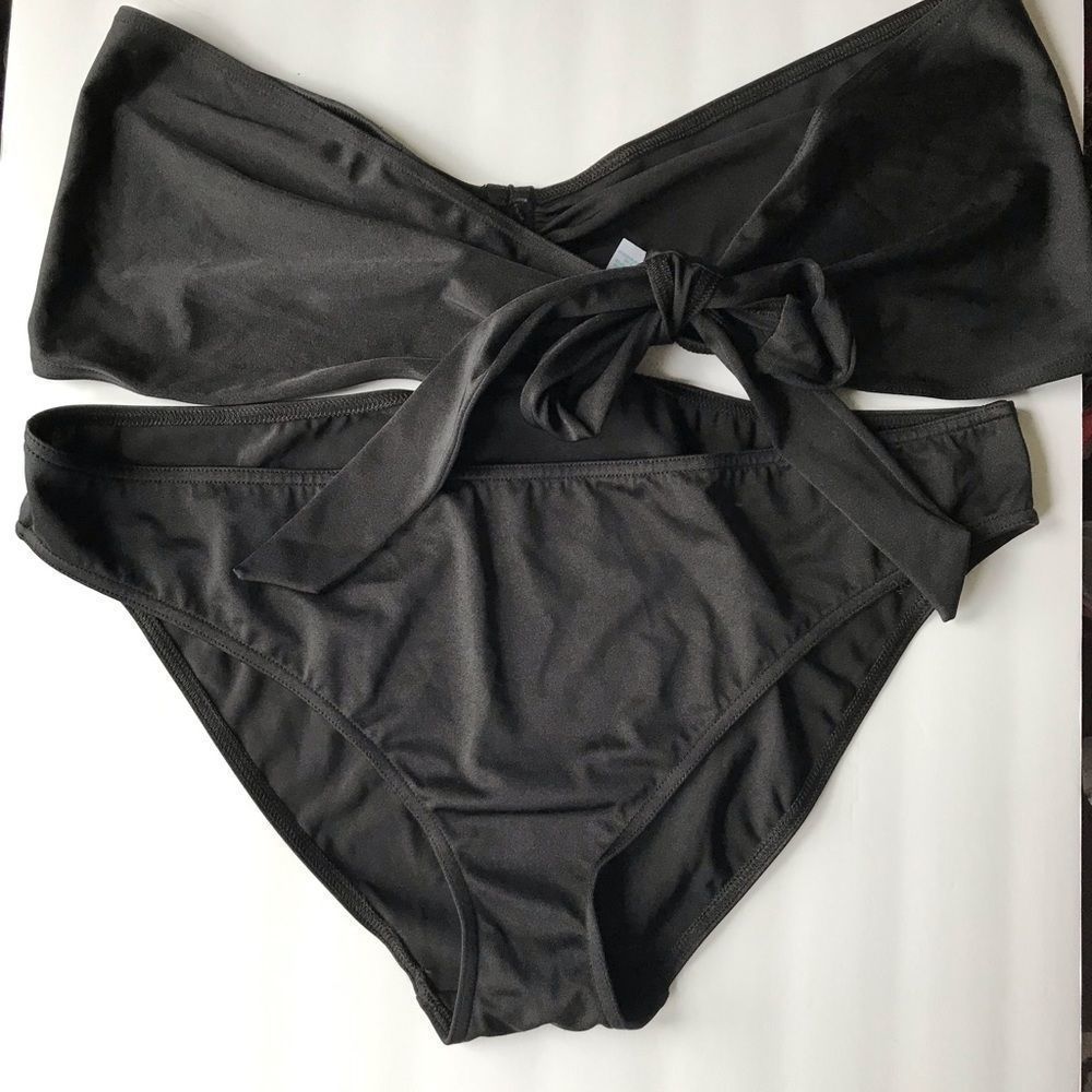 ASOS Sexy Tie Front Thong Bandage One Piece Bikini - Picture 2 of 3
